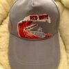 Grey red wave baseball cap